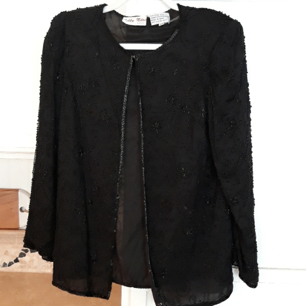 Black beaded silk jacket